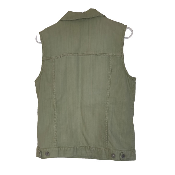Chicos Platinum Denim Vest Sz 1 ( M) Sage Pastel Green Button Down Stretch - Picture 3 of 10